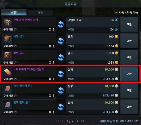 잠수함 패치 떠돌이상인 앤디 물품 목록 로아 인벤