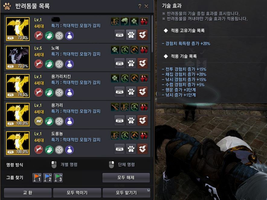 어린용 4세대 5마리 후기 및 스킬정보 검은사막 인벤