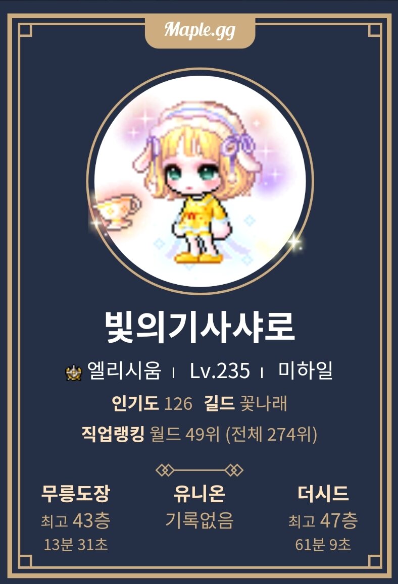 메이플스토리 인벤 : 와! 서버 직업랭킹 50위 안이담!! - 메이플스토리 인벤 자유게시판