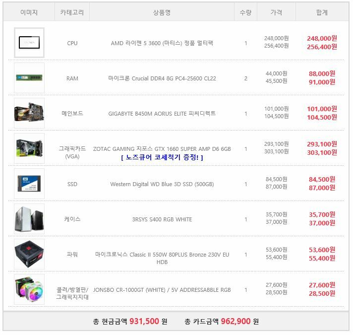 스카이 워커님 견적용 컴(100만원 정도)에 2테라 짜리 하드 하나 추가해서 이륙 예정 | IT 인벤