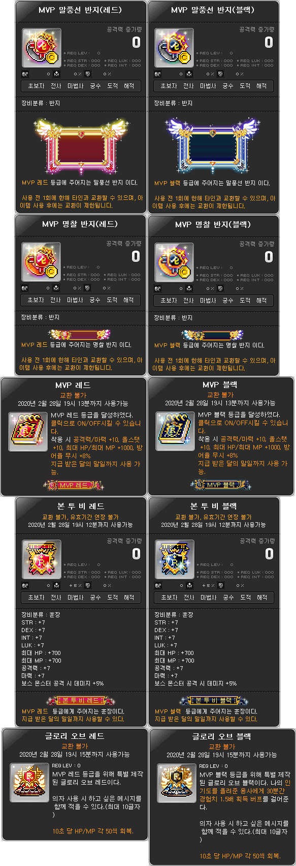 Mvp 리뉴얼 이후 추가/삭제 물품 | 메이플 인벤