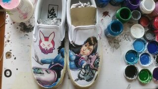 (완성사진 포함 수정)신발에 선물용(장식)으로 디바를 그렸습니다^^