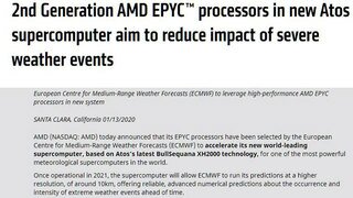 AMD 에픽 7742 프로세서, 유럽 기상청 슈퍼 컴퓨터에 들어간다